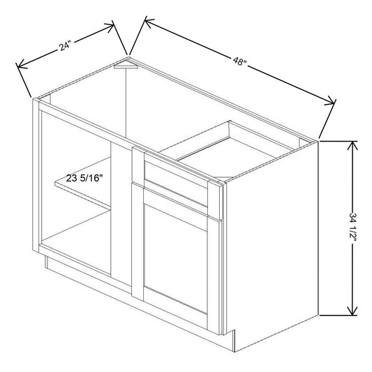 Fabuwood Allure Galaxy Nickel Blind Corner Base 48"D Shaker Cabinet