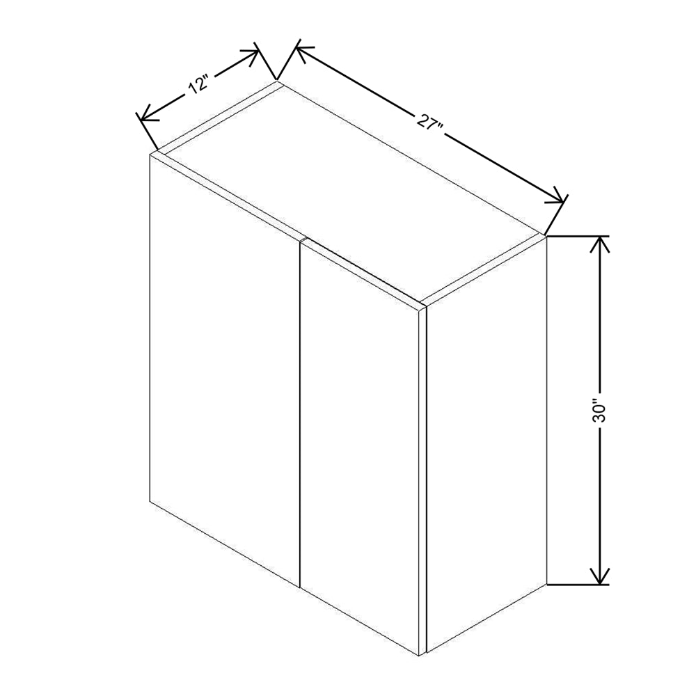 CNC Classic Milano Obsidian 30" W X 12" H X 24" D Double Door Wall Cabinet