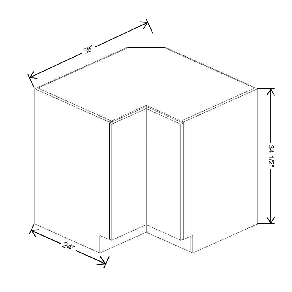 CNC Concord Fashion White 36" W Easy Reach Corner Base Cabinet with 4" Space
