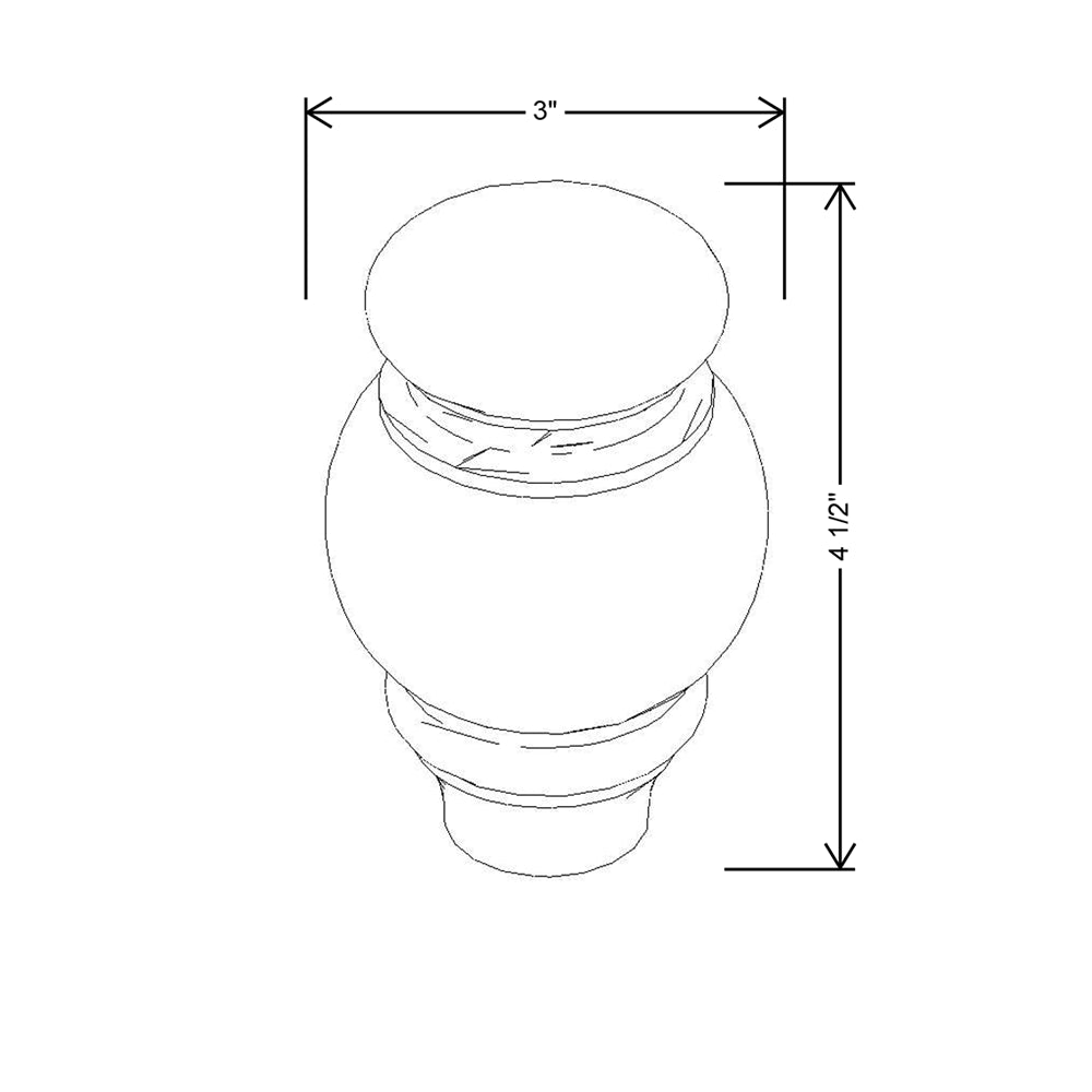 CNC Concord Fashion White 3" W X 4 1/2" H Fluted Feet
