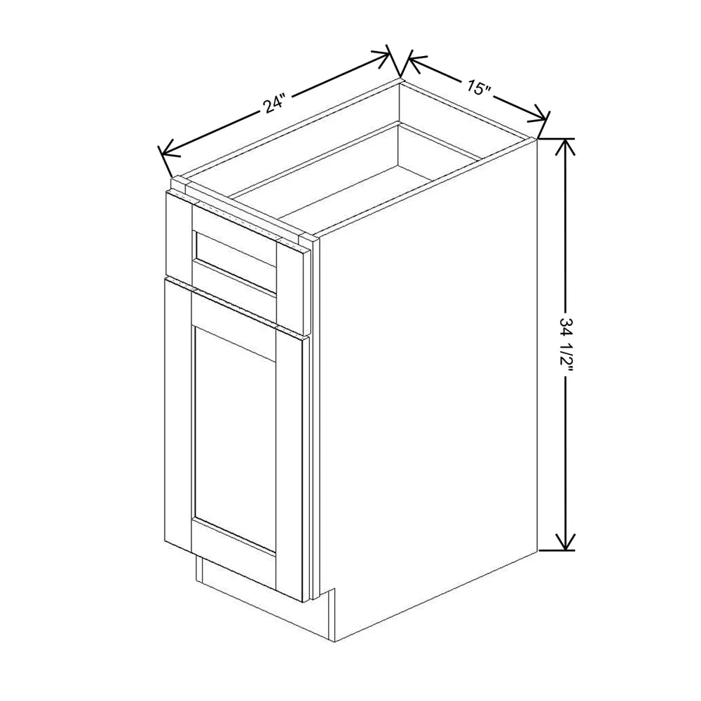 J&K White Shaker S8 Base Waste Bin Pull-Out w/One (1) Bin Cut-out - 15" W