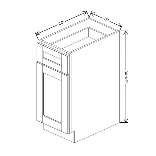 J&K White Shaker S8 Base Waste Bin Pull-Out w/One (1) Bin Cut-out - 15" W