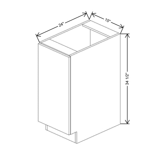 CNC Concord Newport White 15" W Full Height Single Waste Basket Cabinet