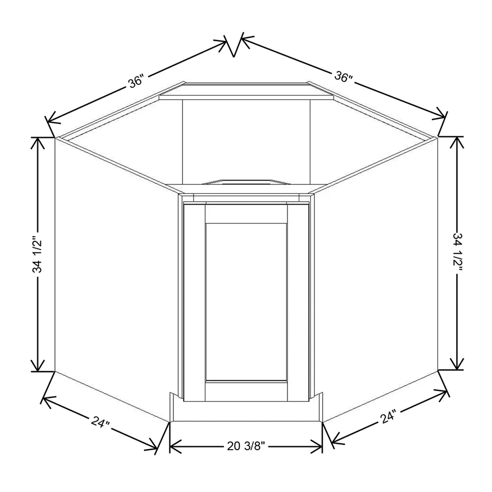 J&K Naval B7 Base Corner Diagonal w/With Round Lazy-Susan Tray - 36"W