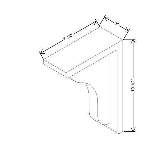 CNC Concord Fashion White 3" W X 10 1/2" H X 7 1/2" D Corbel