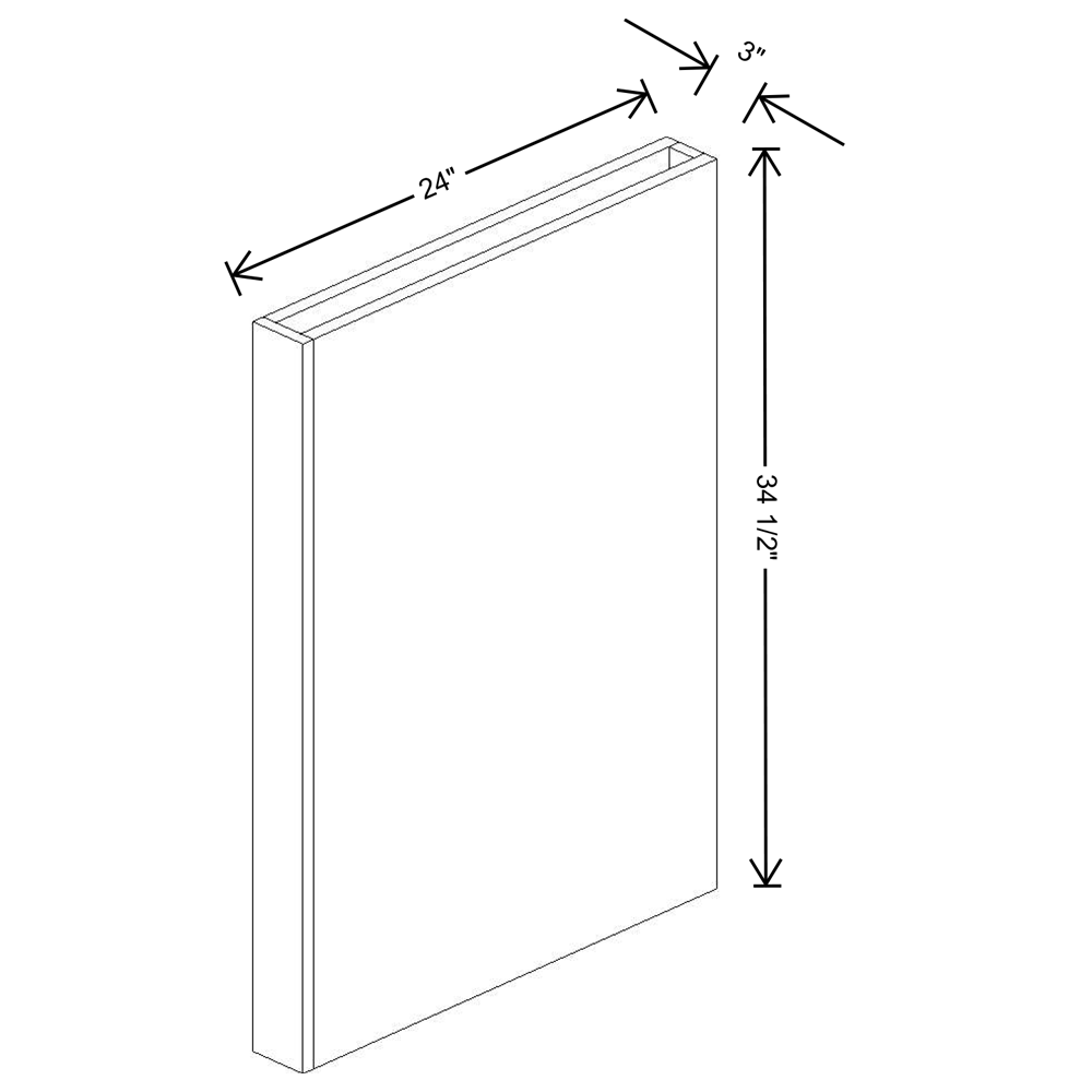 Fabuwood Illume Catalina Bianco Gloss 2 Column Base - 3" x 25" x 34 1/2"