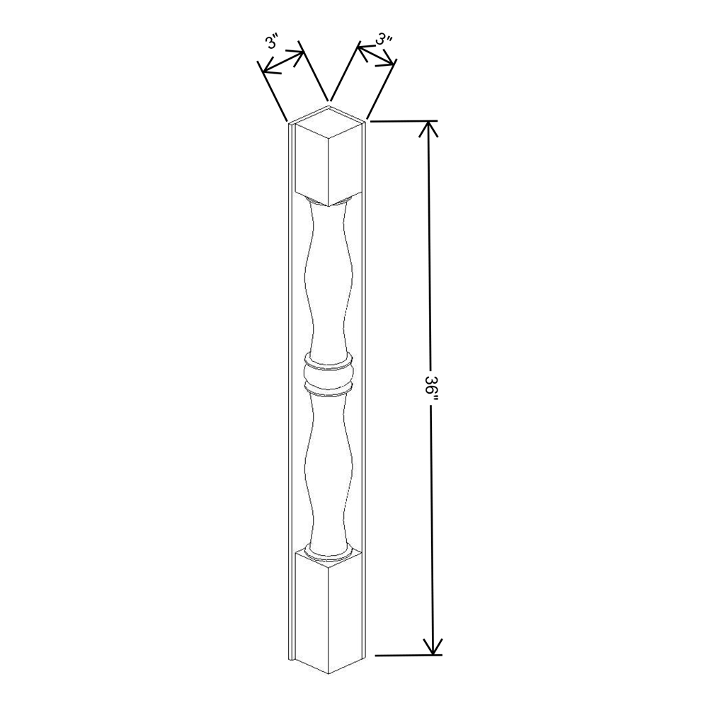 Fabuwood Allure Fusion Stone  3"W X 36"H X 3"D  Corner Post