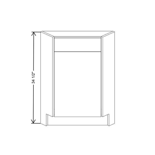 CNC Classic Milano Obsidian 36" W Diagonal Corner Sink Front