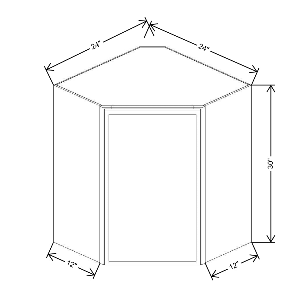 Cubitac Basic Oxford Latte 24"W X 30"H High Diagonal Corner Wall Cabinet