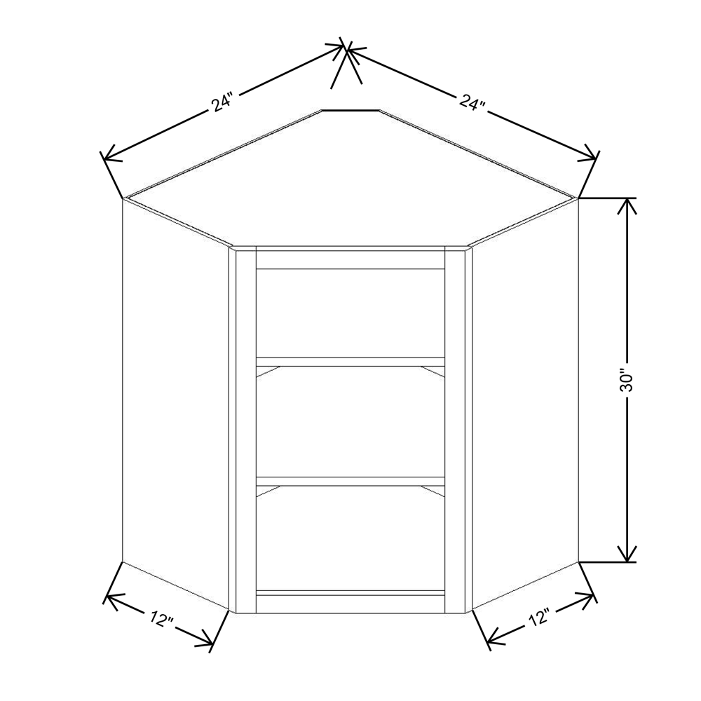 Cubitac Imperial Madison Latte 30"H Corner Wall Finished Interior Cabinet