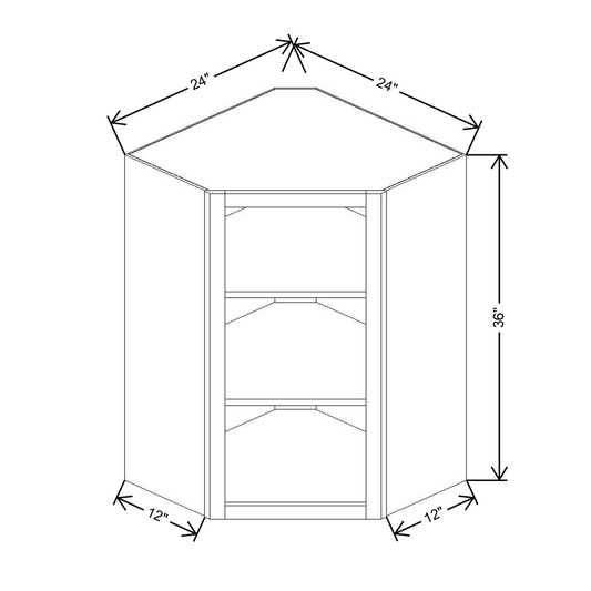 Cubitac Prestige Newport Latte 24"W X 36"H Corner Wall Finished Interior Cabinet