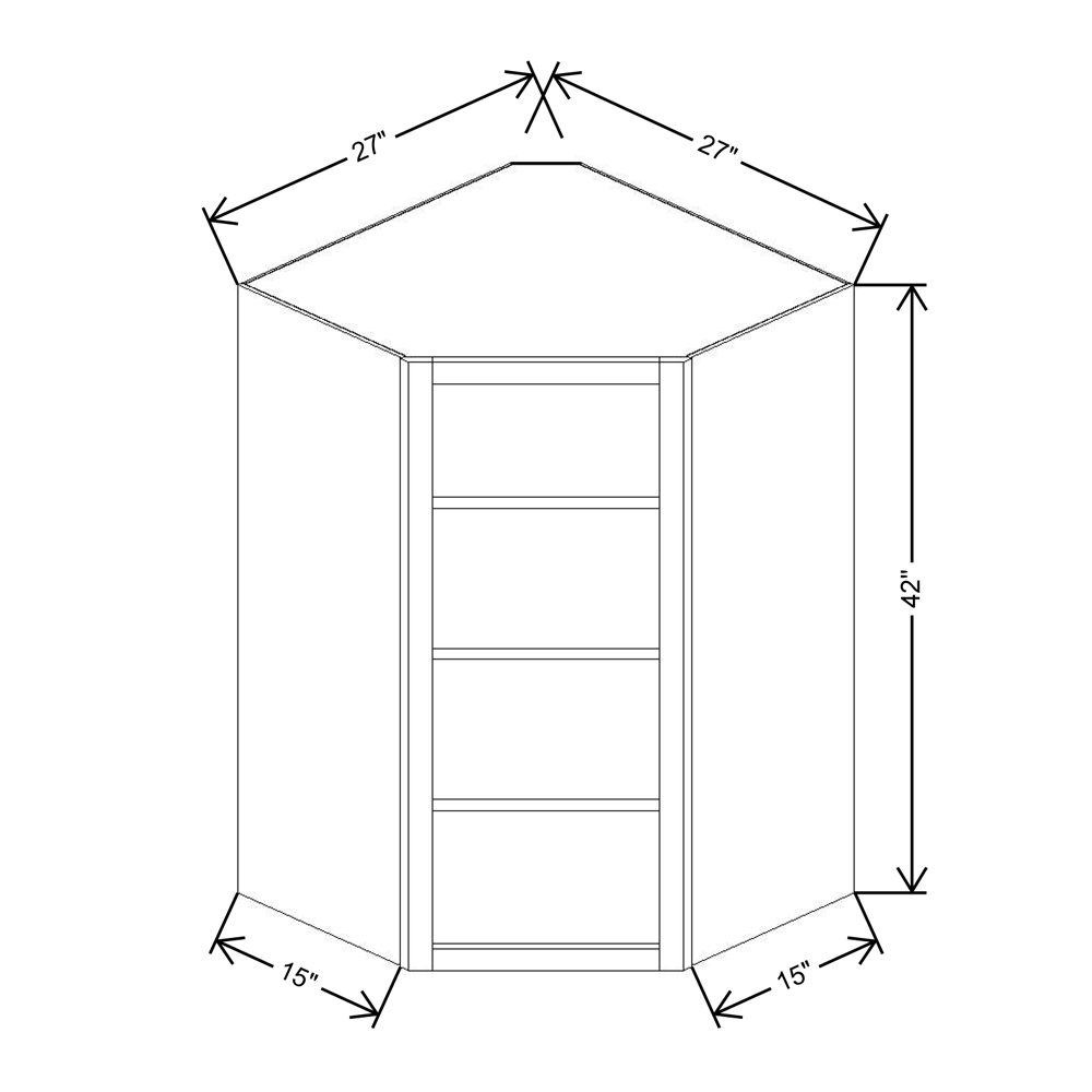 Cubitac Imperial Bergen Latte 42" High Corner Wall Finished Interior Cabinet