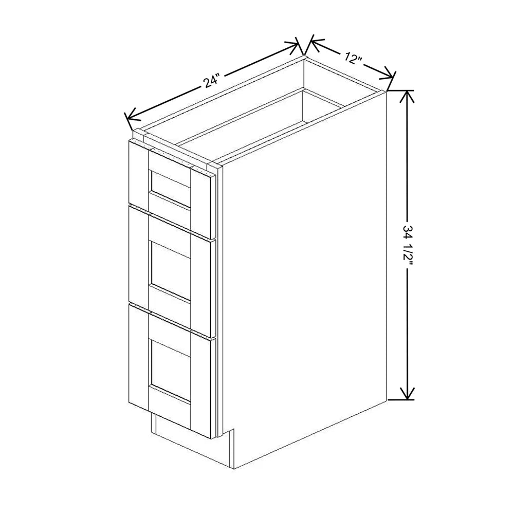 J&K Charcoal E2 Base w/3 Drawers - 12" W