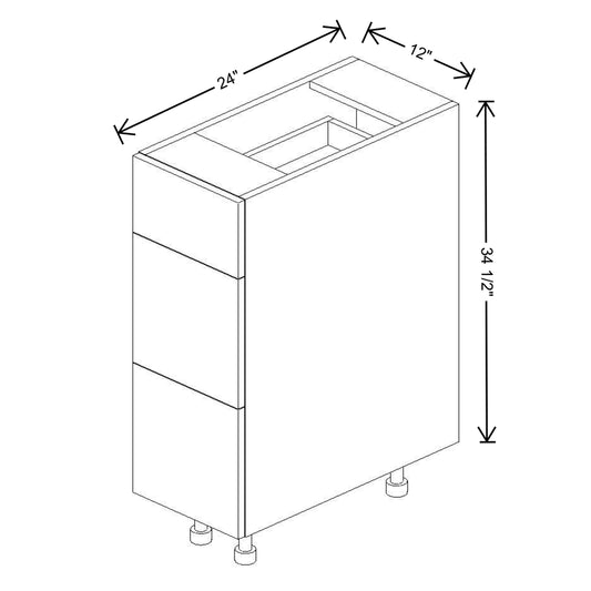 Fabuwood Illume Catalina Bianco Matte4"W 3 Drawer Base