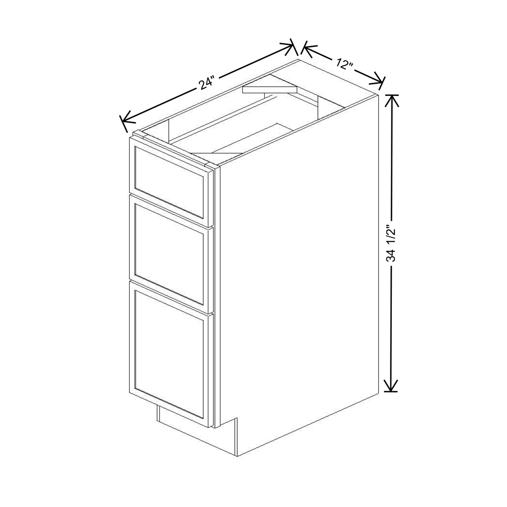 Cubitac Imperial Madison Latte 12"W 3-Drawer Base Cabinet