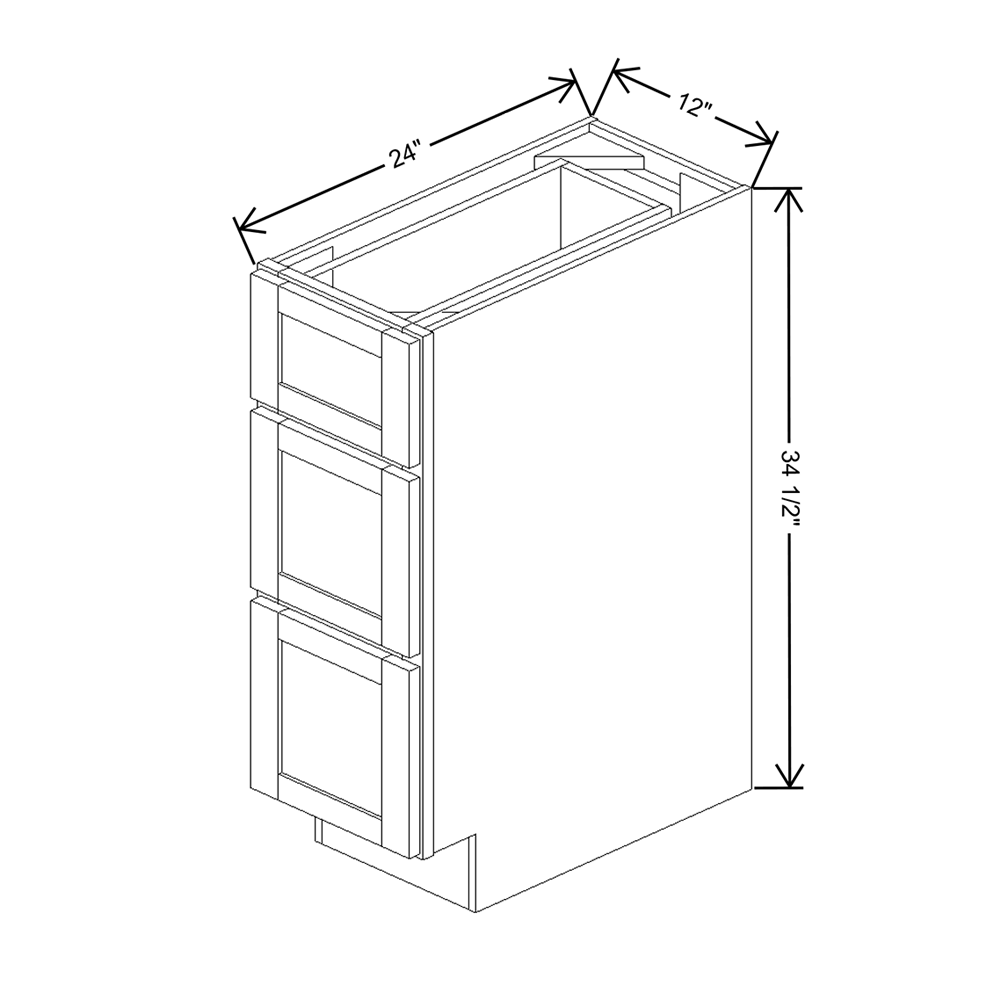 Wolf Classic Dartmouth 5-piece White Paint 12"W Base 3 Drawer Cabinet