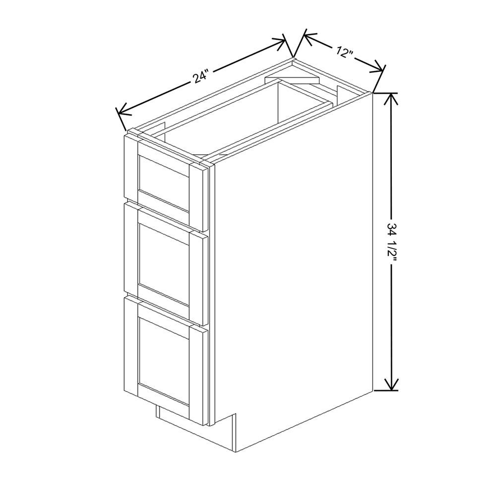 Wolf Classic Hanover White Paint 12"W Base 3 Drawer Cabinet