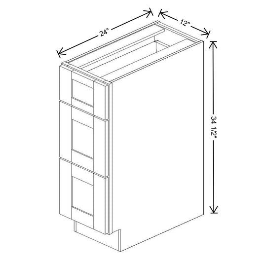 Fabuwood Quest Metro Mist 12" W X 34 1/2" H X 24" D  3 Drawer Base Cabinet