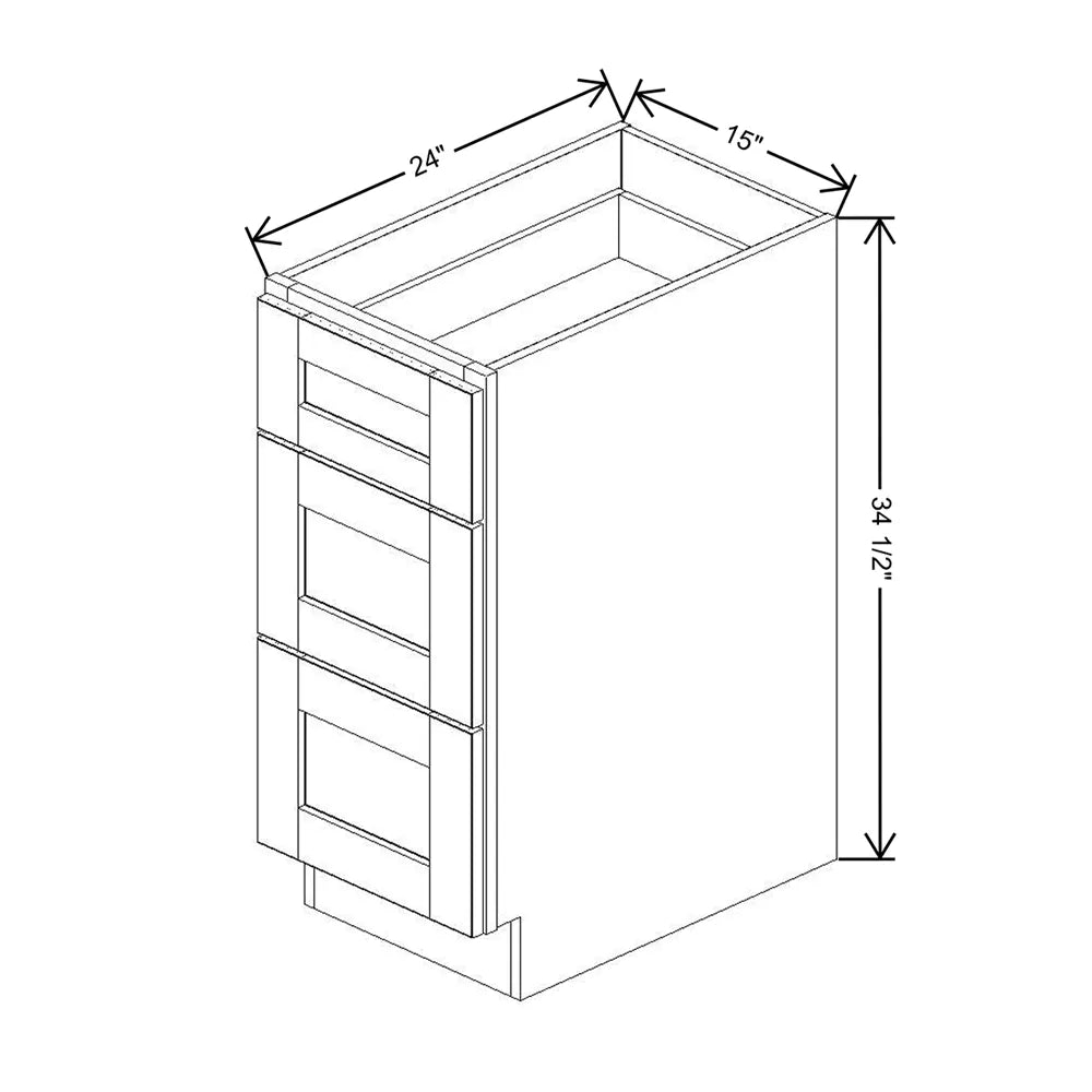 J&K White Shaker S8 Base w/3 Drawers - 15" W