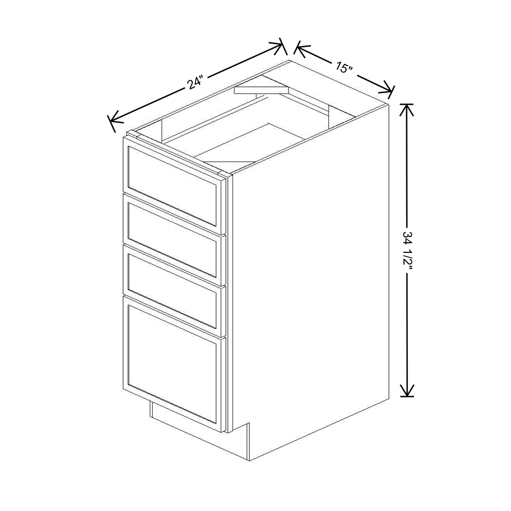 Cubitac Prestige Dover Latte 15" W 4-Drawer Base Cabinet