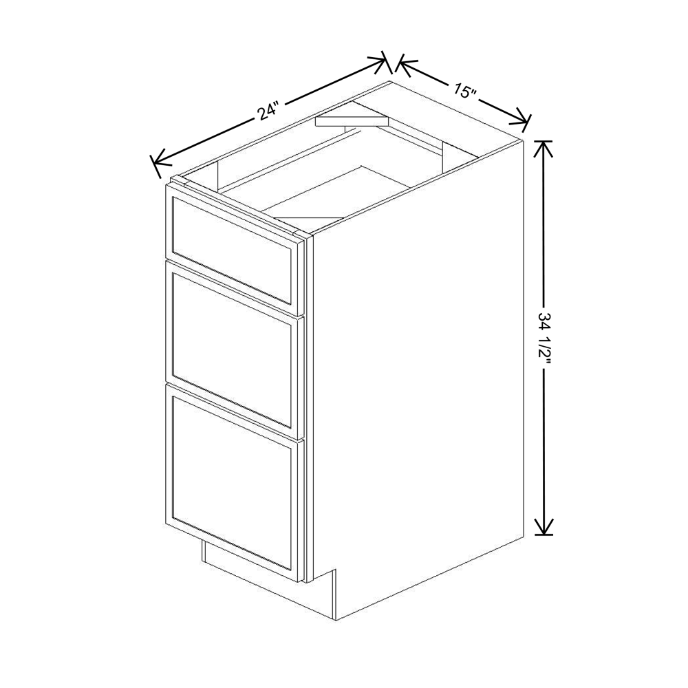 Cubitac Imperial Bergen Latte 15"W 3-Drawer Base Cabinet