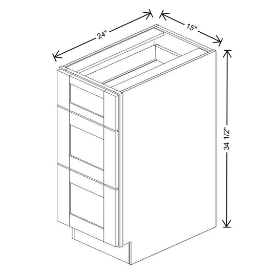 Fabuwood Quest Metro Frost 15" W X 34 1/2" H X 24" D 3 Drawer Base Cabinet