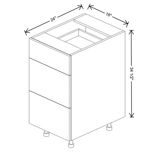 Fabuwood Illume Catalina Bianco Matte7"W 3 Drawer Base