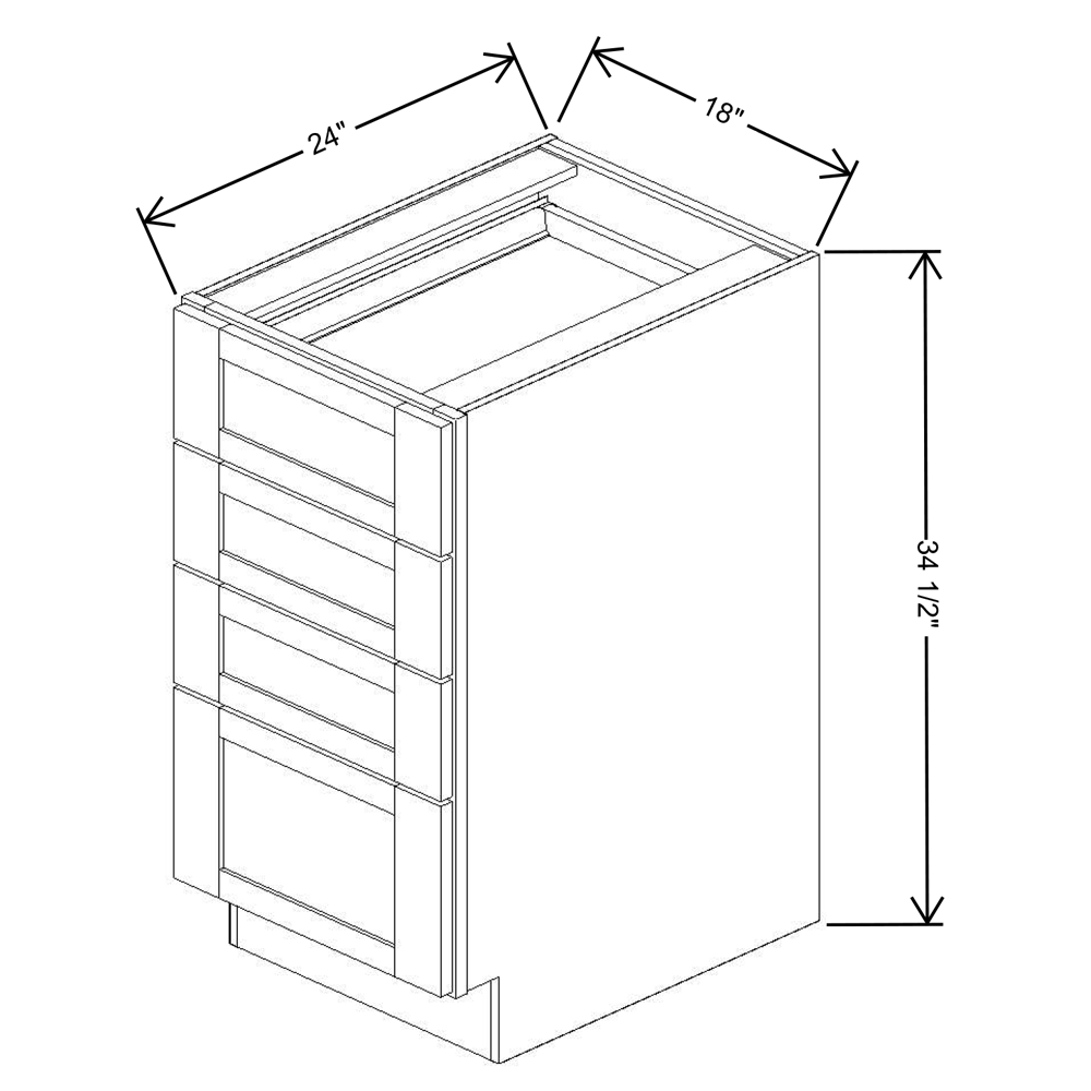 Fabuwood Allure Galaxy Frost 18"W Base 4 Drawers