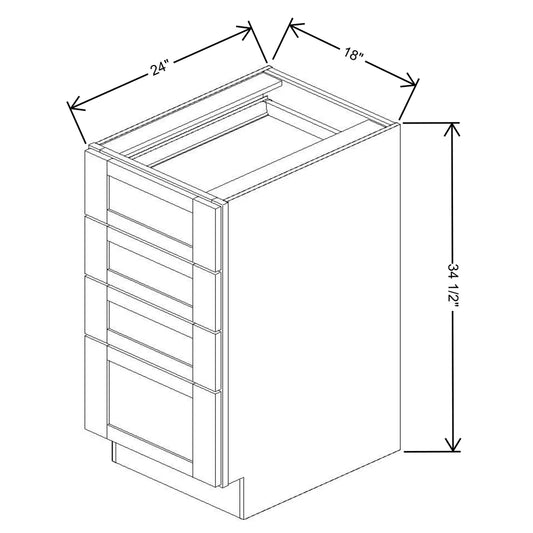 Fabuwood Allure Fusion Timber 18" W X 34 1/2" H X 24" D 4 Drawer Base Cabinet