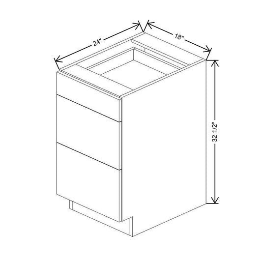 CNC Classic Broadway Graphite 18" W X 32 1/2" H 3 Drawer Base Cabinet