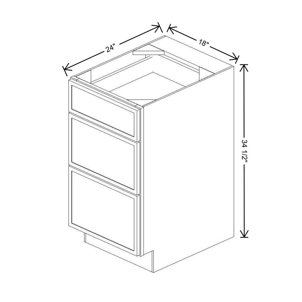 Cubitac Basic Oxford Pastel 18"W 3-Drawer Base Cabinet