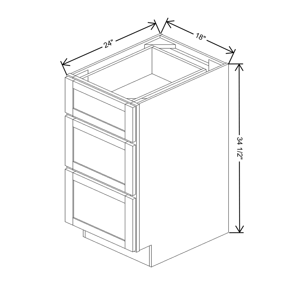 Wolf Classic Grove Pewter Paint 18"W Base 3 Drawer Cabinet