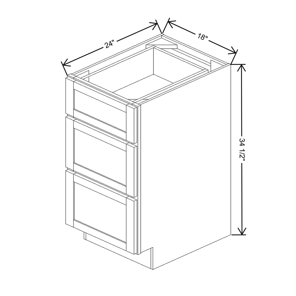 Wolf Classic Dartmouth 5-piece Biscayne Paint 18"W Base 3 Drawer Cabinet