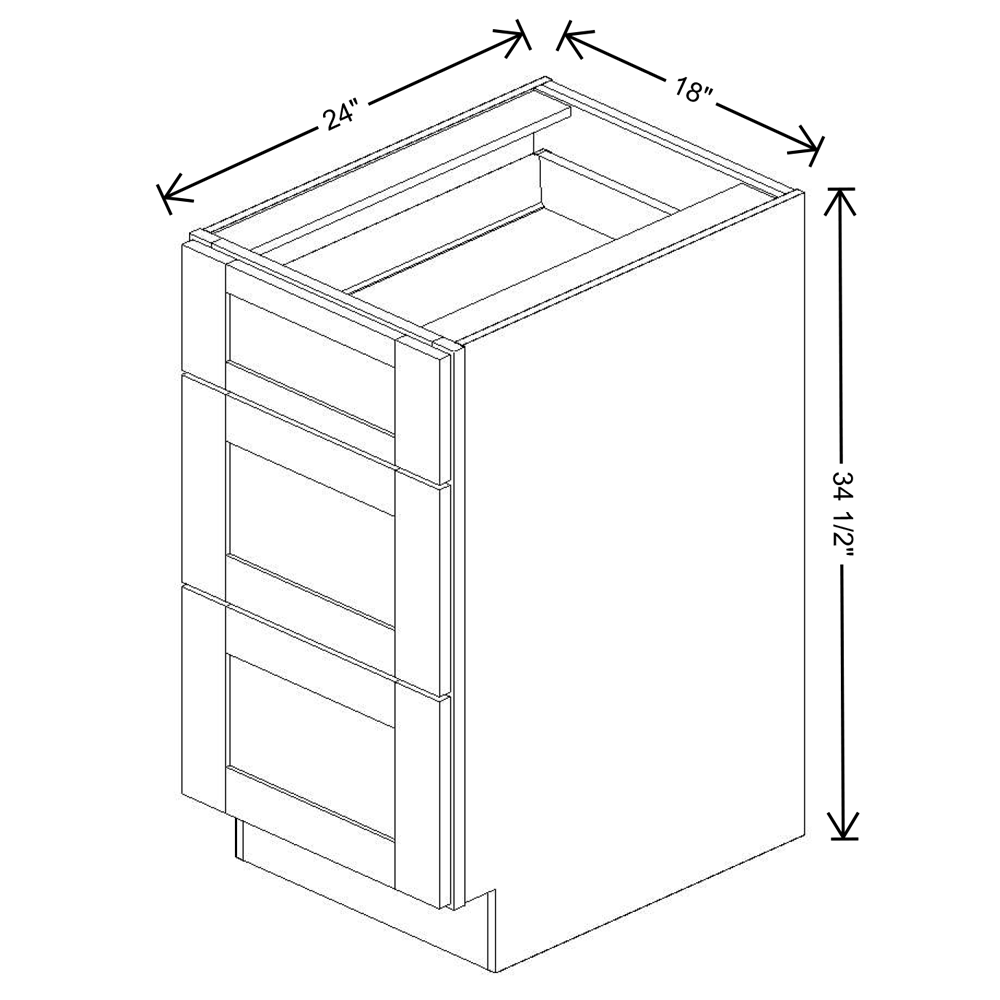 Fabuwood Quest Metro Mist Drawer Base 18"W Shaker Cabinet