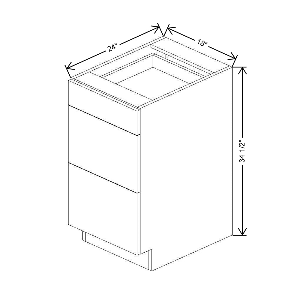 CNC Classic Highland White 18" W 3 Drawer Base Cabinet