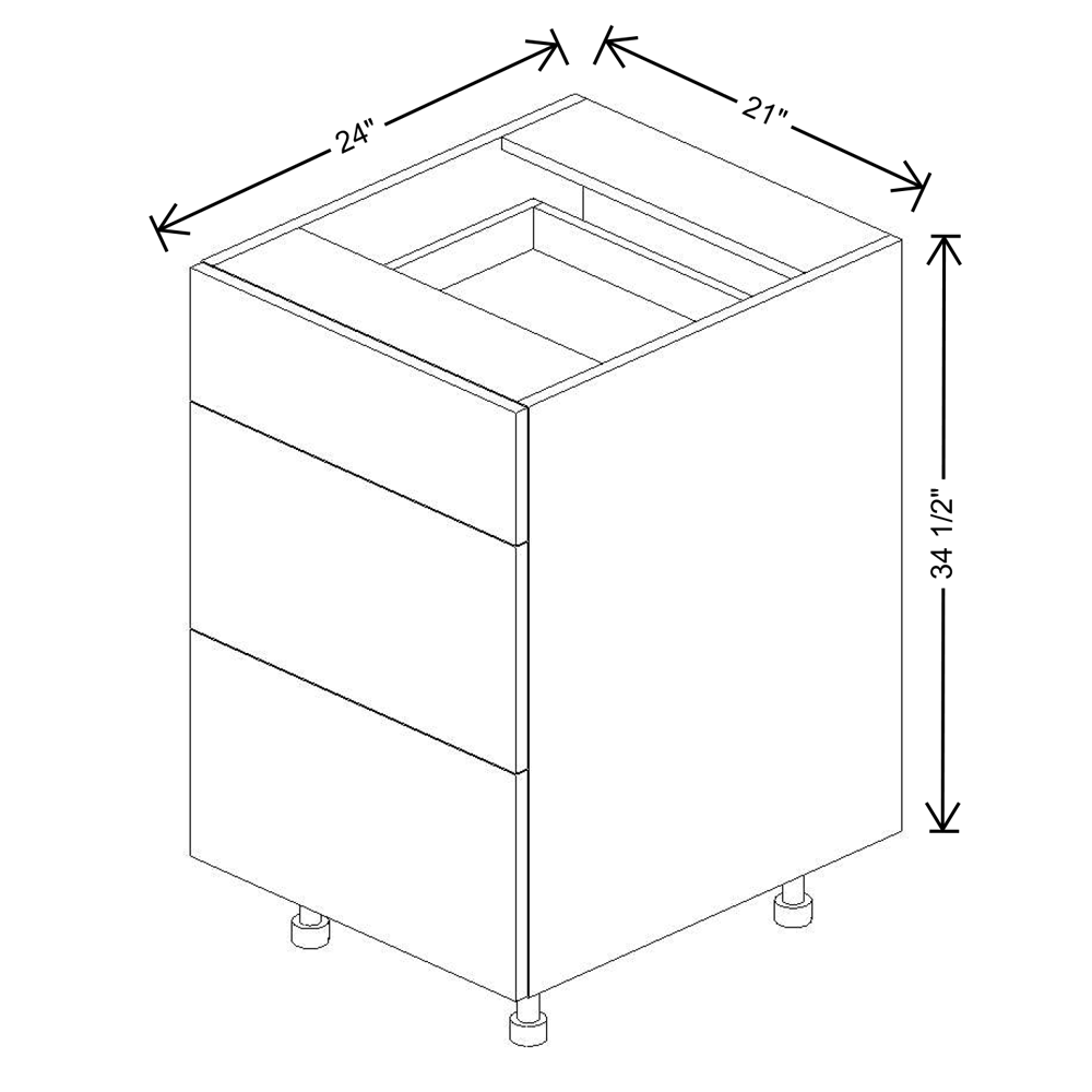 Fabuwood Illume Catalina Bianco Gloss 30"W 3 Drawer Base