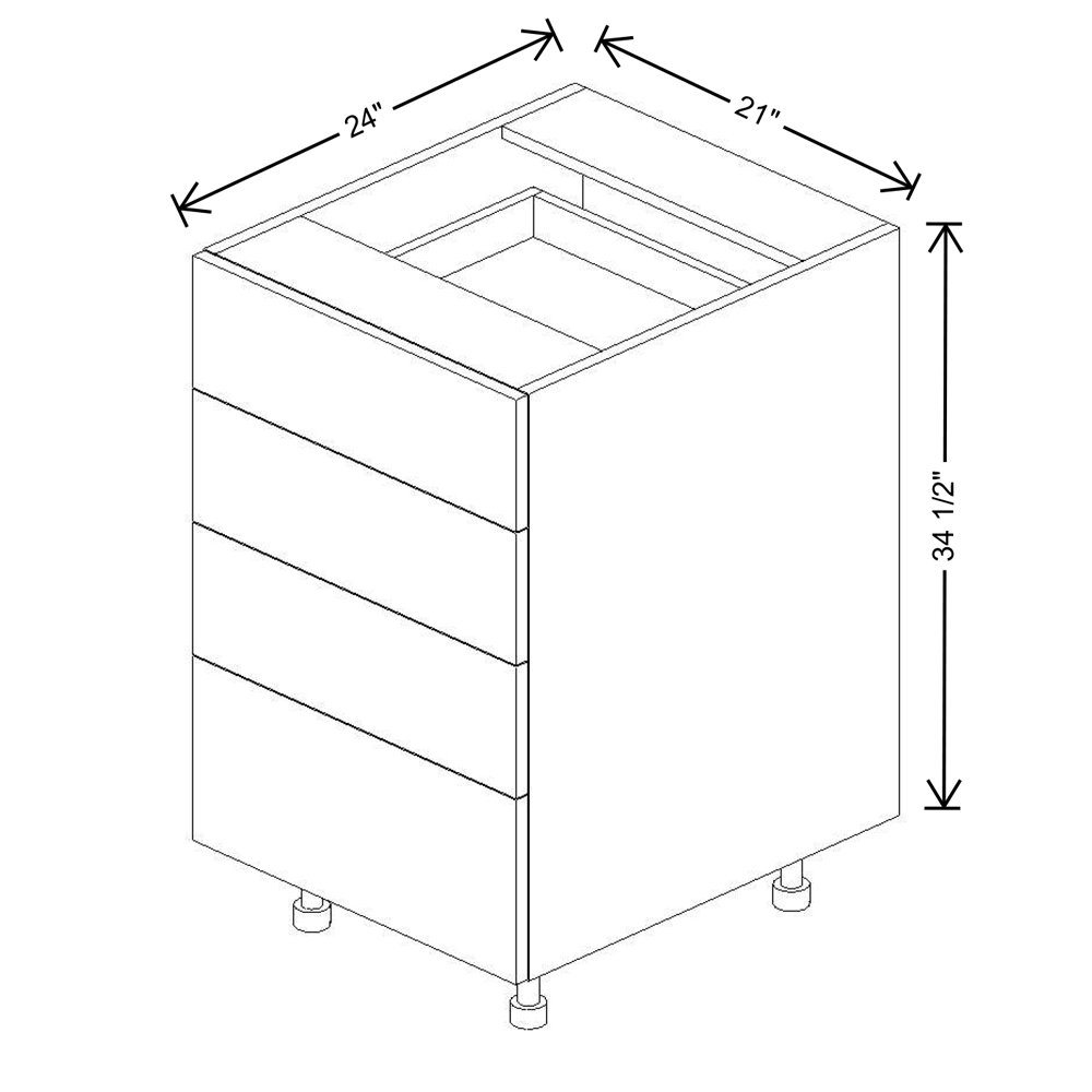 Fabuwood Illume Catalina Bianco Matte4"W 4 Drawer Base