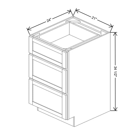 Wolf Classic Berwyn Opal Paint 21"W Base 3 Drawer Cabinet