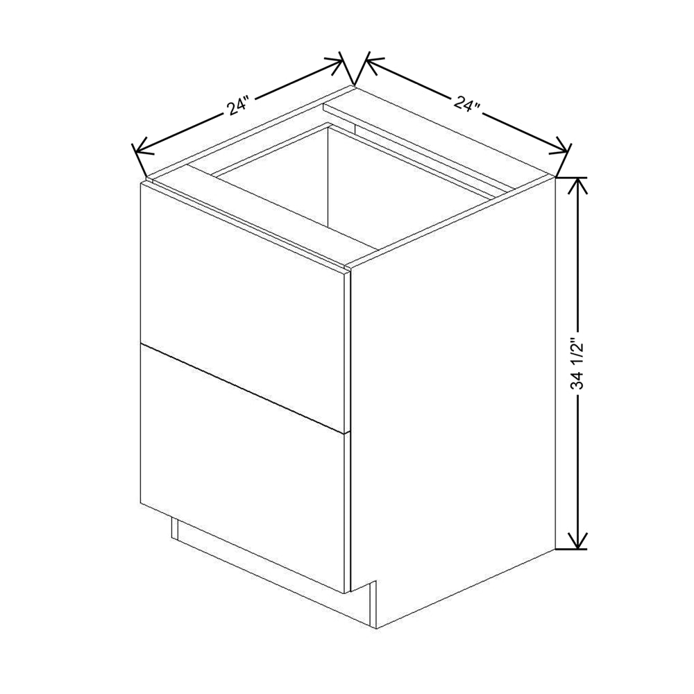 CNC Concord Fashion White 24" W 2 Drawer Base Cabinet