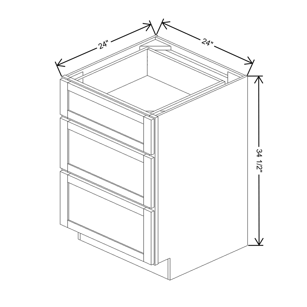 Wolf Classic Waverly Hazelnut Stain 24"W Base 3 Drawer Cabinet