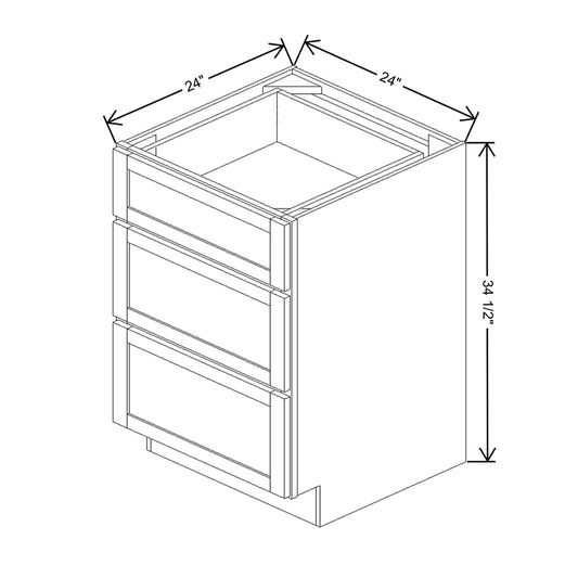 Wolf Classic Grove Pewter Paint 24"W Base 3 Drawer Cabinet