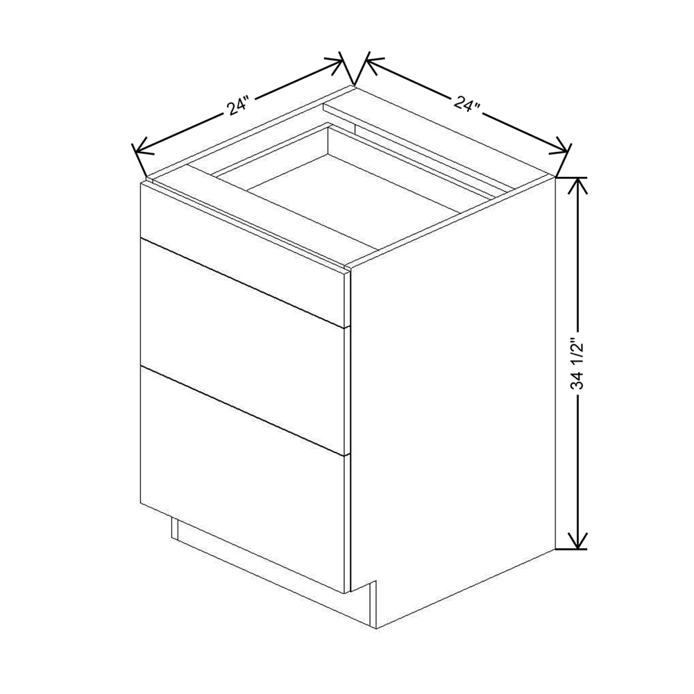 CNC Concord Fashion White 24" W 3 Drawer Base Cabinet