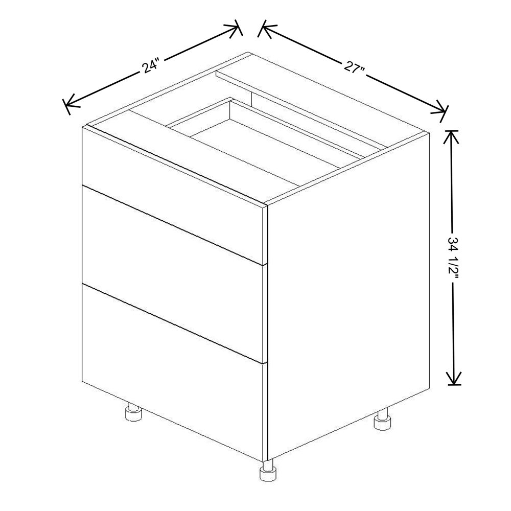 Fabuwood Illume Catalina como-ash2 36"W 3 Drawer Base