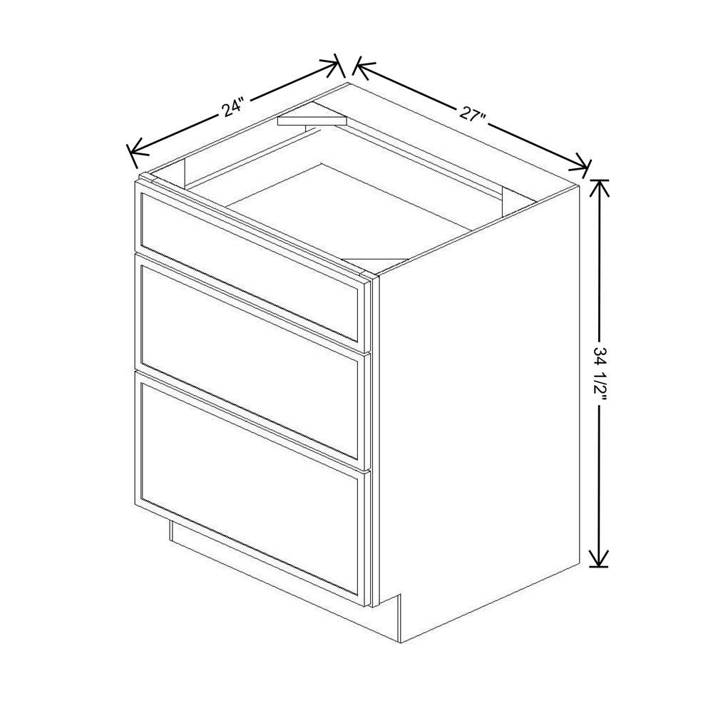 Cubitac Imperial Madison Hazelnut 27"W 3-Drawer Base Cabinet