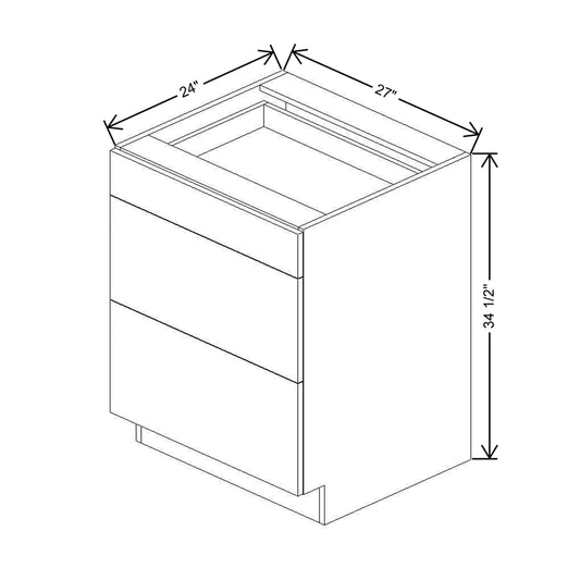 CNC Concord Newport White 27" W 3 Drawer Base Cabinet