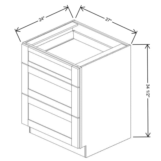 Fabuwood Allure Fusion Timber 27" W X 34 1/2" H X 24" D 3 Drawer Base Cabinet