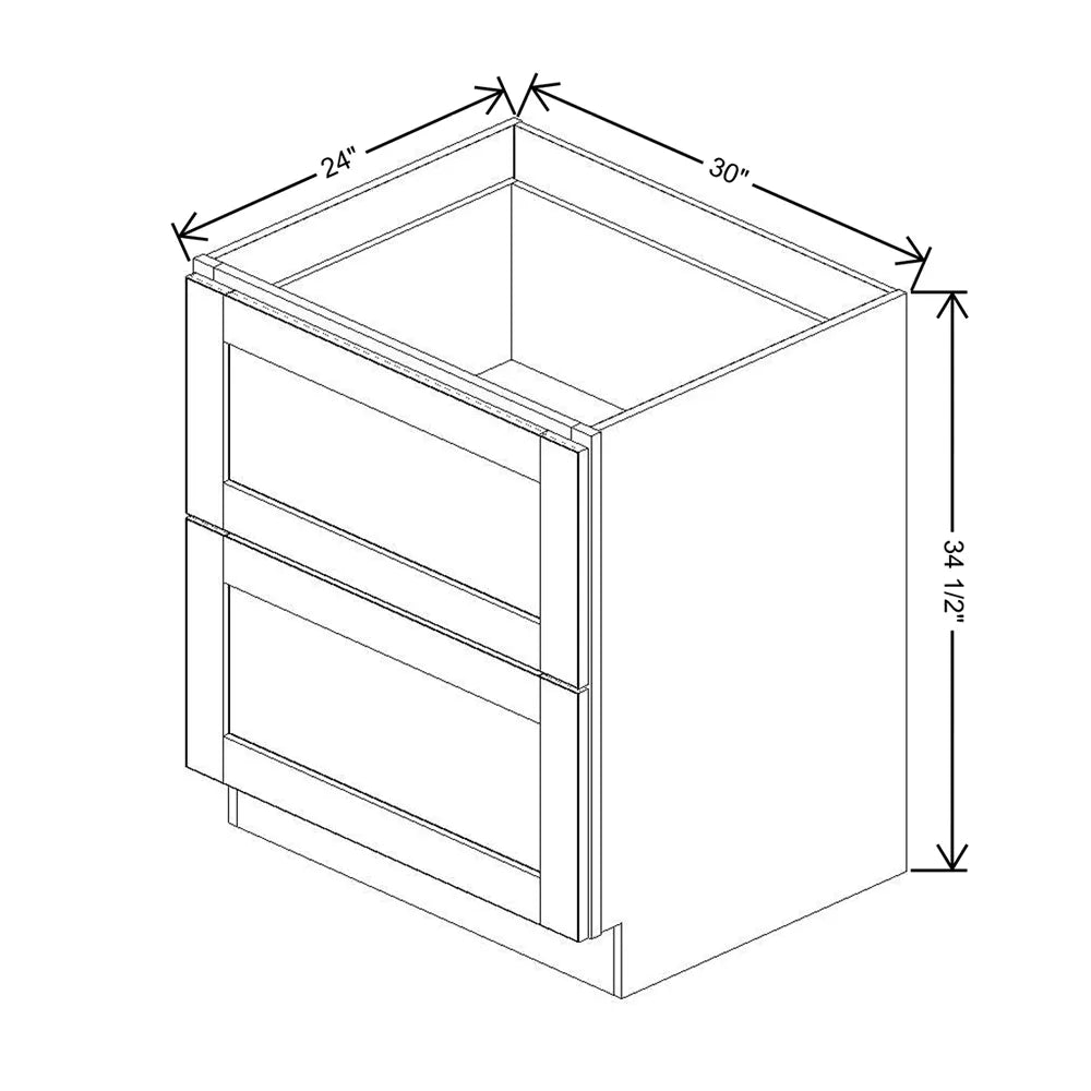 J&K White Shaker S8 Base w/2 Drawers - 30" W