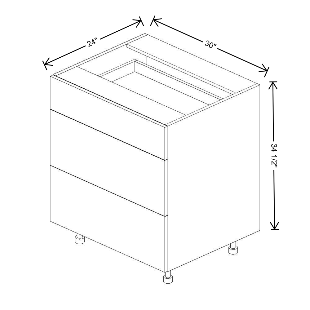 Fabuwood Illume Catalina Bianco Gloss 12"W 3 Drawer Base