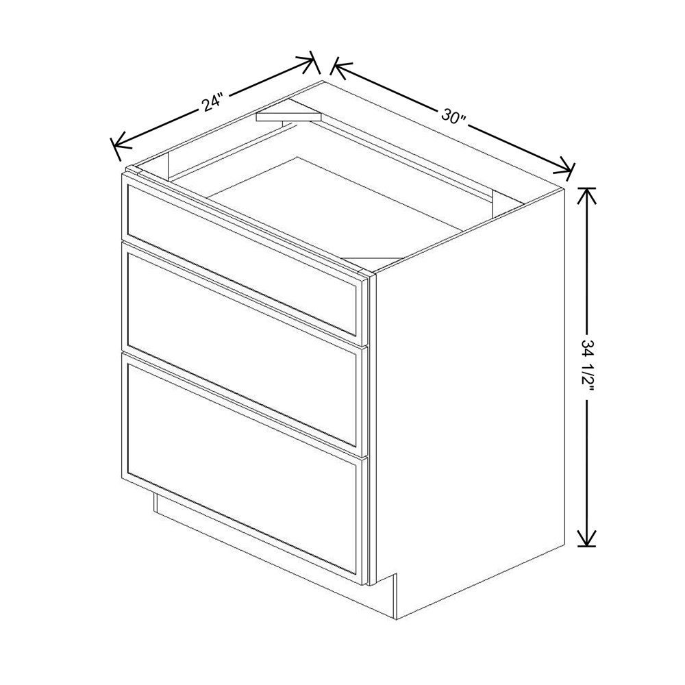 Cubitac Imperial Madison Hazelnut 30"W 3-Drawer Base Cabinet