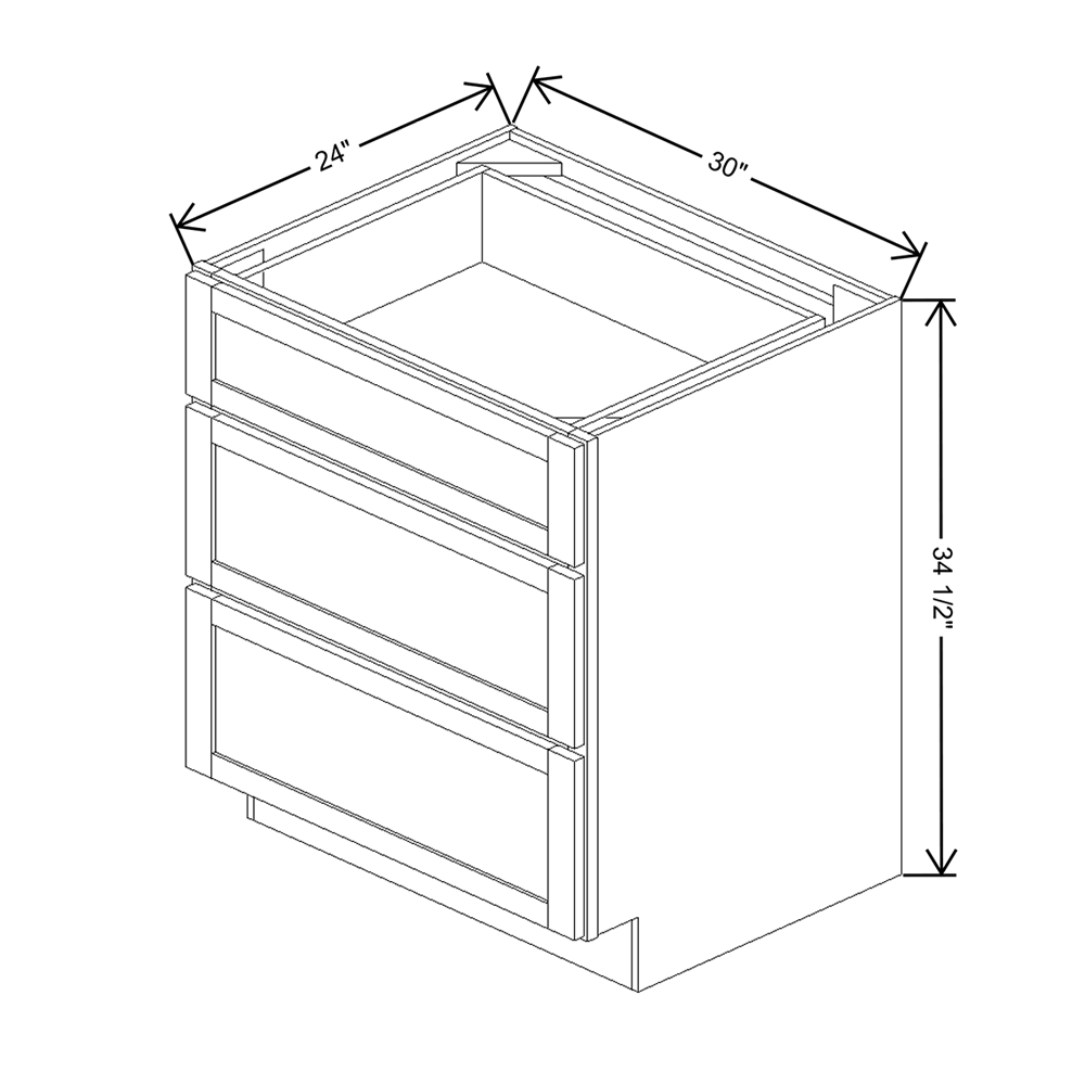 Wolf Classic Grove Terrain Stain 30"W Base 3 Drawer Cabinet